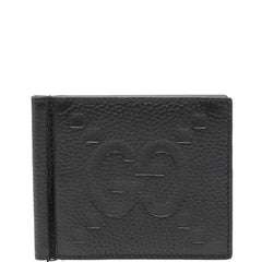 グッチ ジャンボGG 二つ折り財布 マネークリップ 739477 ブラック レザー レディース GUCCI 【中古】