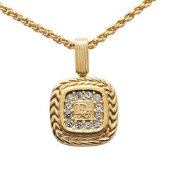 ディオール ロゴ ラインストーン ネックレス ゴールド メッキ レディース Dior 【中古】
