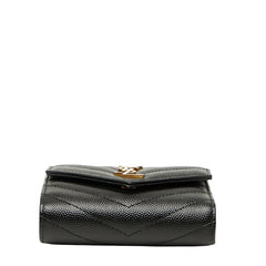 サンローラン YSL カサンドラ 三つ折り財布 コンパクトウォレット 692061 ブラック レザー レディース SAINT LAURENT 【中古】