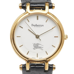 バーバリー ロゴ シャドーホース 腕時計 3200 クオーツ ホワイト文字盤 ステンレススチール レザー レディース BURBERRY 【中古】