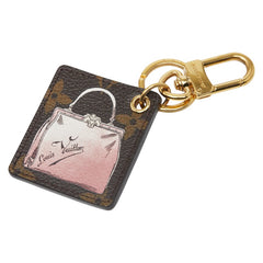 ルイ ヴィトン モノグラム バッグチャーム キーホルダー ブラウン ピンク PVC メッキ レディース LOUIS VUITTON 【中古】