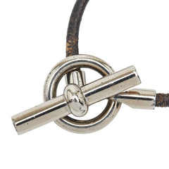 エルメス グレナン ブレスレット シルバー ブラック メタル レザー レディース HERMES 【中古】