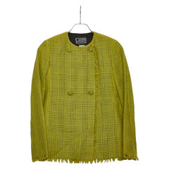 ヴェルサーチェ スカートスーツ セットアップ サイズ:40 イエロー ブラック ウール アンゴラ レディース VERSACE 【中古】