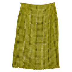 ヴェルサーチェ スカートスーツ セットアップ サイズ:40 イエロー ブラック ウール アンゴラ レディース VERSACE 【中古】