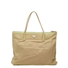 プラダ 三角ロゴプレート トートバッグ ハンドバッグ ベージュ ナイロン レディース PRADA 【中古】