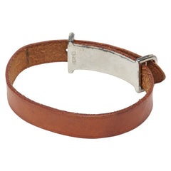 エルメス アピ2 ブレスレット ブラウン シルバー金具 レザー メタル レディース HERMES 【中古】