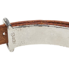 エルメス アピ2 ブレスレット ブラウン シルバー金具 レザー メタル レディース HERMES 【中古】