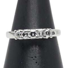 Pt900 プラチナ ダイヤ0.38ct 一文字 リング 指輪 レディース 10.5号 【中古】