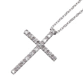 スタージュエリー K18WG ホワイトゴールド ダイヤモンド0.16ct クロス 十字架 モチーフ ネックレス レディース STAR JEWELRY 【中古】