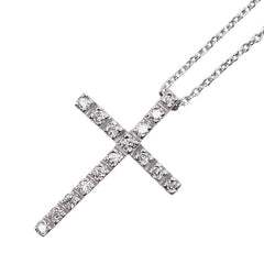 スタージュエリー K18WG ホワイトゴールド ダイヤモンド0.16ct クロス 十字架 モチーフ ネックレス レディース STAR JEWELRY 【中古】