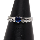 Pt900 プラチナ サファイア0.41ct ダイヤ0.21ct ハートモチーフ リング 指輪 レディース 12.5号 【中古】