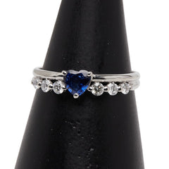 Pt900 プラチナ サファイア0.41ct ダイヤ0.21ct ハートモチーフ リング 指輪 レディース 12.5号 【中古】