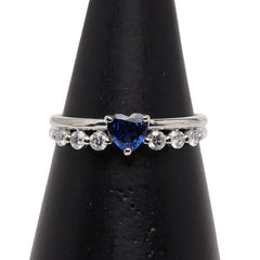 Pt900 プラチナ サファイア0.41ct ダイヤ0.21ct ハートモチーフ リング 指輪 レディース 12.5号 【中古】