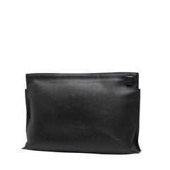 ロエベ アナグラム Tポーチ クラッチバッグ ブラック レザー レディース LOEWE 【中古】