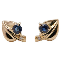 K18YG イエローゴールド サファイア ダイヤ ピアス レディース 【中古】