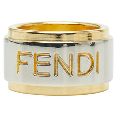 フェンディ ロゴ スカーフリング ゴールド シルバー メッキ メタル レディース FENDI 中古