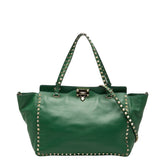 ヴァレンティノ スタッズ ショルダーバッグ トートバッグ 2WAY グリーン レザー レディース VALENTINO 【中古】