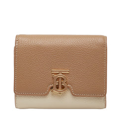 バーバリー TBロゴ 三つ折り財布 ベージュ ホワイト レザー レディース BURBERRY 【中古】