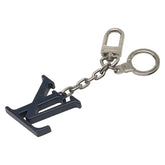 ルイ ヴィトン ポルトクレ イニシャルキーホルダー チャーム バッグチャーム M66839 シルバー ネイビー メタル レディース LOUIS VUITTON 【中古】