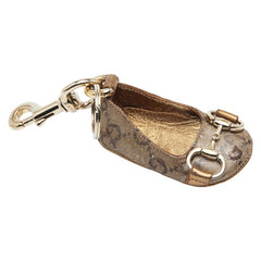 グッチ GGキャンバス ホースビット シューズ チャーム バッグチャーム キーホルダー ベージュ ゴールド キャンバス メッキ レディース GUCCI 【中古】