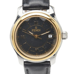 フェンディ 腕時計 210L クオーツ ブラック文字盤 ステンレススチール レザー レディース FENDI 【中古】