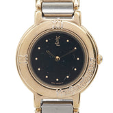 サンローラン 腕時計 クオーツ ブラック文字盤 ステンレススチール メッキ レディース SAINT LAURENT 【中古】