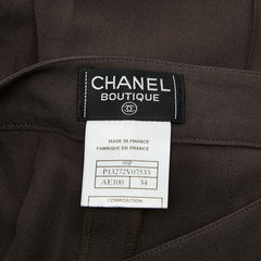 シャネル センターシームパンツ サイズ34 ブラウン シルク レディース CHANEL 【中古】