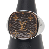 ルイ ヴィトン バーグ モノグラム パドロック リング 指輪 #L M00516 シルバー ブラウン メタル PVC メンズ LOUIS VUITTON 【中古】