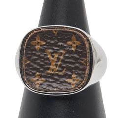 ルイ ヴィトン バーグ モノグラム パドロック リング 指輪 #L M00516 シルバー ブラウン メタル PVC メンズ LOUIS VUITTON 【中古】