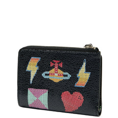ヴィヴィアンウエストウッド オーブ スカル 二つ折り財布 ブラック マルチカラー レザー レディース Vivienne Westwood 【中古】