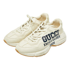 グッチ RHYTON ライトン ローカット スニーカー サイズ:9.5 663339 アイボリー レザー メンズ GUCCI 【中古】