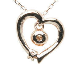 カナルヨンドシー K10PG ピンクゴールド ダイヤ ハート モチーフ ペンダントネックレス レディース canal4℃ 【中古】