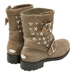 ジミーチュウ スタースタッズ ショートブーツ サイズ:39 ベージュ レザー スエード レディース JIMMY CHOO 【中古】