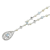 K18WG ホワイトゴールド ダイヤ トパーズ 淡水パール ペンダントネックレス レディース 【中古】