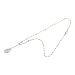 K18WG ホワイトゴールド ダイヤ トパーズ 淡水パール ペンダントネックレス レディース 【中古】