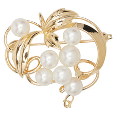 K18YG イエローゴールド アコヤパール5~6mm リーフ モチーフ ペンダント ブローチ レディース 【中古】