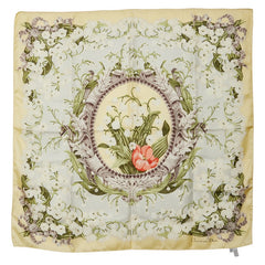 ディオール フラワー 花柄 スカーフ イエロー マルチカラー シルク レディース Dior 【中古】