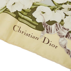 ディオール フラワー 花柄 スカーフ イエロー マルチカラー シルク レディース Dior 【中古】