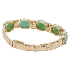 K18YG イエローゴールド ヒスイ キュービックジルコニア ブレスレット レディース 【中古】