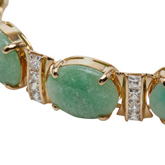 K18YG イエローゴールド ヒスイ キュービックジルコニア ブレスレット レディース 【中古】