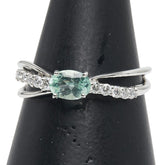 Pt900 プラチナ パライバトルマリン0.42ct ダイヤ0.16ct リング 指輪 レディース 12号 【中古】