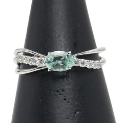 Pt900 プラチナ パライバトルマリン0.42ct ダイヤ0.16ct リング 指輪 レディース 12号 【中古】