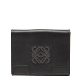 ロエベ アナグラム 二つ折り財布 ブラック レザー レディース LOEWE 【中古】