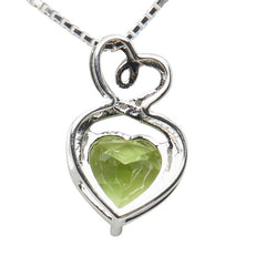 K14 ゴールド ペリドット1.332ct ダイヤ0.10ct ハート モチーフ ペンダントネックレス レディース 【中古】