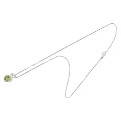 K14 ゴールド ペリドット1.332ct ダイヤ0.10ct ハート モチーフ ペンダントネックレス レディース 【中古】