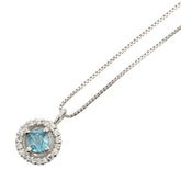 Pt900 プラチナ Pt850 プラチナ パライバトルマリン0.17ct ダイヤ0.08ct ペンダントネックレス レディース 【中古】
