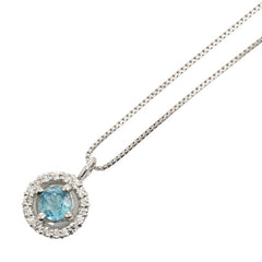 Pt900 プラチナ Pt850 プラチナ パライバトルマリン0.17ct ダイヤ0.08ct ペンダントネックレス レディース 【中古】