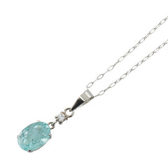 Pt900 プラチナ Pt850 プラチナ パライバトルマリン0.81 ダイヤ0.03ct ペンダントネックレス レディース 【中古】