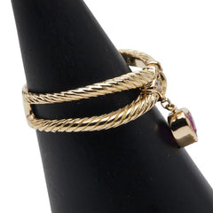 K18 ゴールド ルビー0.37ct ダイヤ0.04ct ハート モチーフ リング 指輪 レディース 11.5号 【中古】