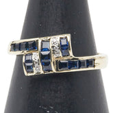 K14YG イエローゴールド サファイア ダイヤ リング 指輪 レディース 11.5号 【中古】